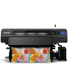 Large-format Epson printer with accessories for graphic printing.