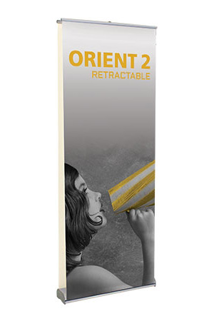 Orient double-sided retractable banner stand.