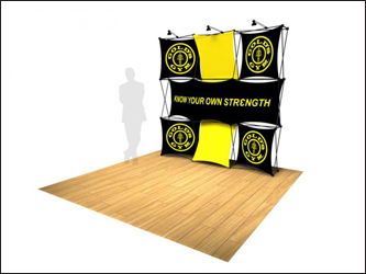 Xpressions pop-up stretch fabric trade show display 8ft.