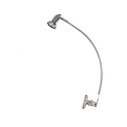 Clamp on trade show display and exhibit LED light fixtures curved neck for banner stands.