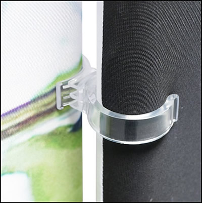 EZ Tube connect stretch fabric display connector.