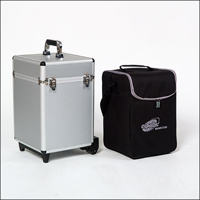 Expolinc portable literature brochure stand carry case and wheeled hard case.