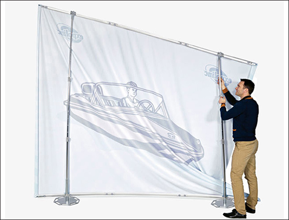 Expolinc Fabric System event backdrop set up.