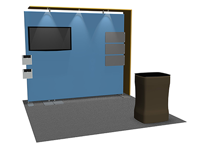 Featherlite Medallion 10' trade show display stretch fabric canopy and literature holders.