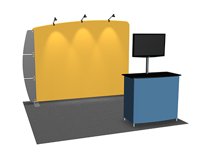 Featherlite Medallion 107 portable trade show display with counter.