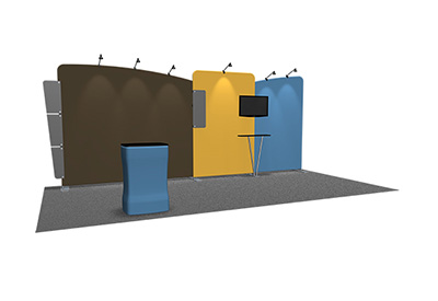 Featherlite Medallion 20' trade show display with angled fabric.