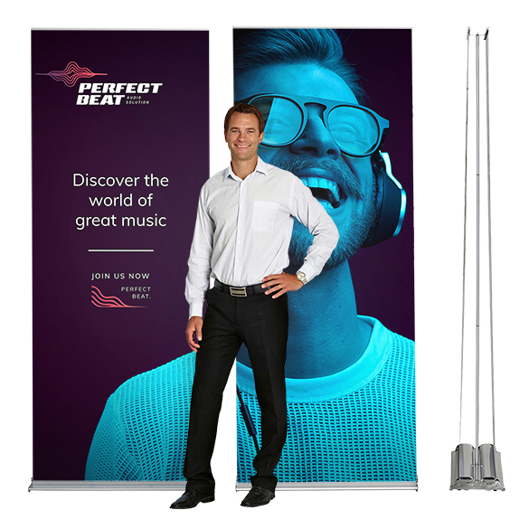 Expolinc RollUp Professional banner stand with zero curl graphic banner.