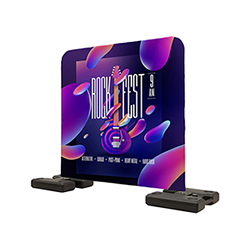 Outdoor ballast banner display for all weather.