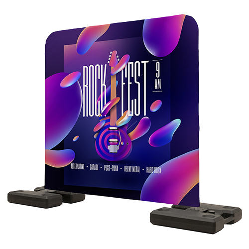 Ballast outdoor banner stand display with fabric graphic.