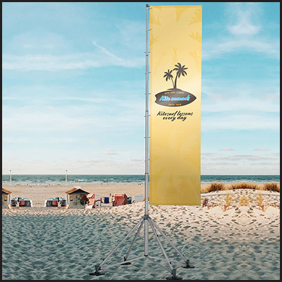 Expand Flagstand XL outdoor extra tall flag banner stand on a beach