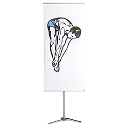 Expolinc Pole non-retractable portable banner stand with rollup graphic banner.
