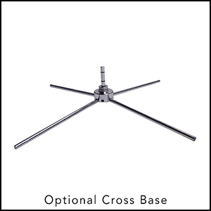 Outdoor convex flag stand with cross base.