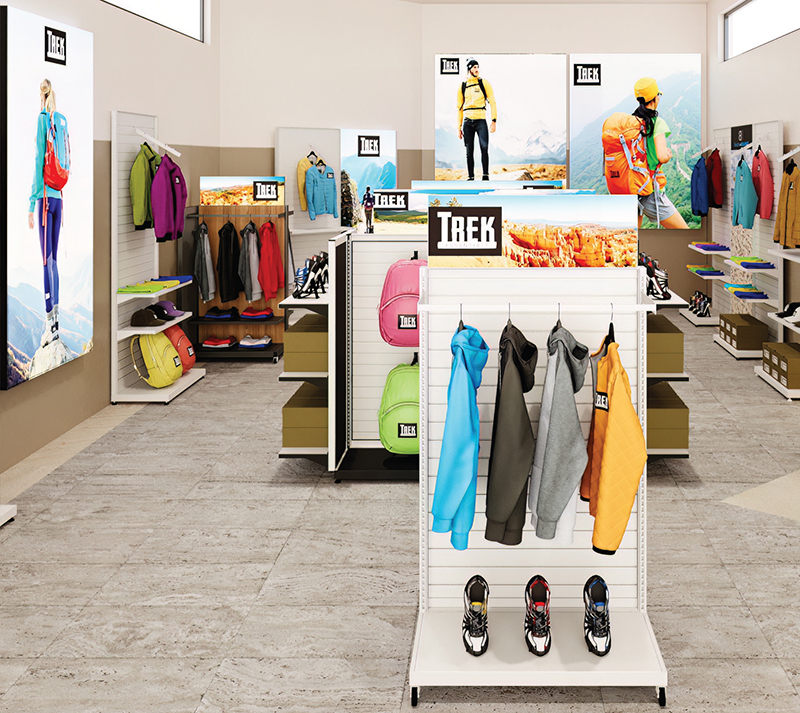 Modify retail display system gondola and shelving store fixtures.