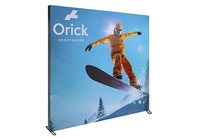 Expolinc Light Frame backlit lightbox trade show display with fabric graphic and LED lights. 