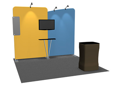 Featherlite Medallion 10' trade show display with straight and angled sections.