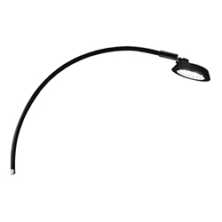 Clamp on trade show display and exhibit LED light fixtures curved neck for banner stands.