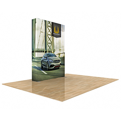 Star 5ft straight fabric pop-up display with stretch fabric graphic.