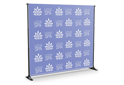 Step and Repeat banner stand backwall display with fabric graphic.