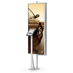 Framed ipad or tablet stand in silver.