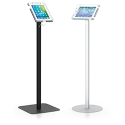 Straight iPad or Surface tablet stand in black.