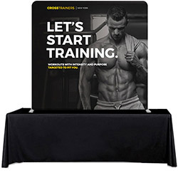 EZ Tube display shown on 6' table with black table cove